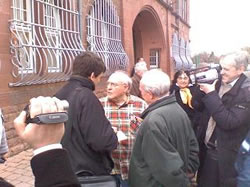 Ernst Zundel released from Mannheim, interviewed by AP, seen here with Dr Herbert Schaller